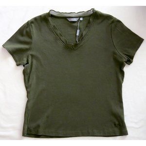 NWT MARKS & SPENCER Per Una olive green t-shirt TOP - UK 12 Medium
